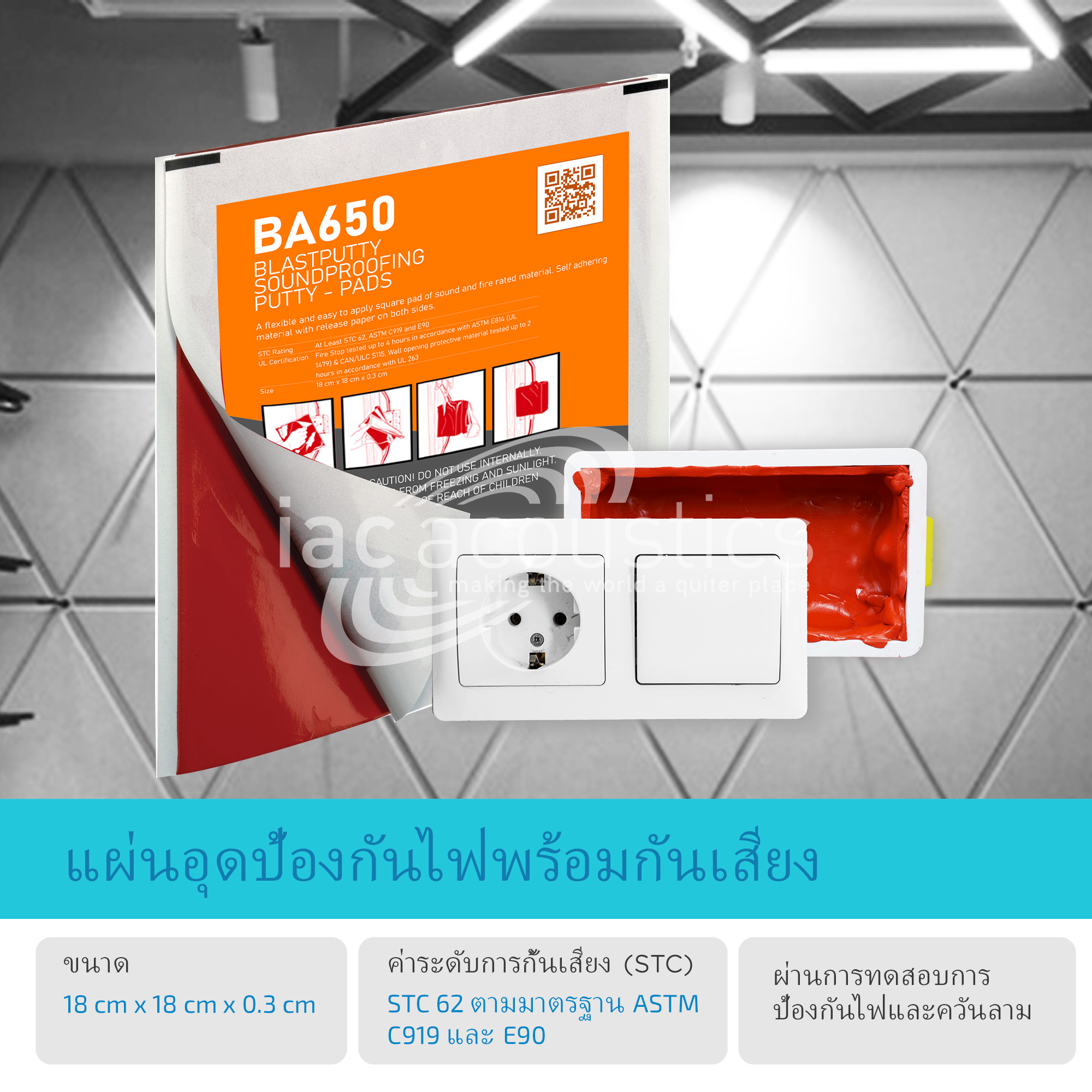 แผ่นอุดป้องกันเสียง Blastputty soundproofing Putty pads BA650